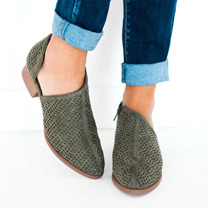 Women Fall Detailed Open Side Flat Sandals